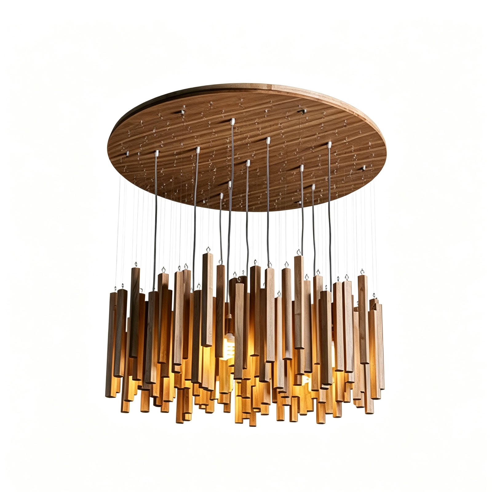 WOMO Modern Cascading Wood Rod Chandelier-WM3262