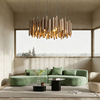 WOMO Modern Cascading Wood Rod Chandelier-WM3262