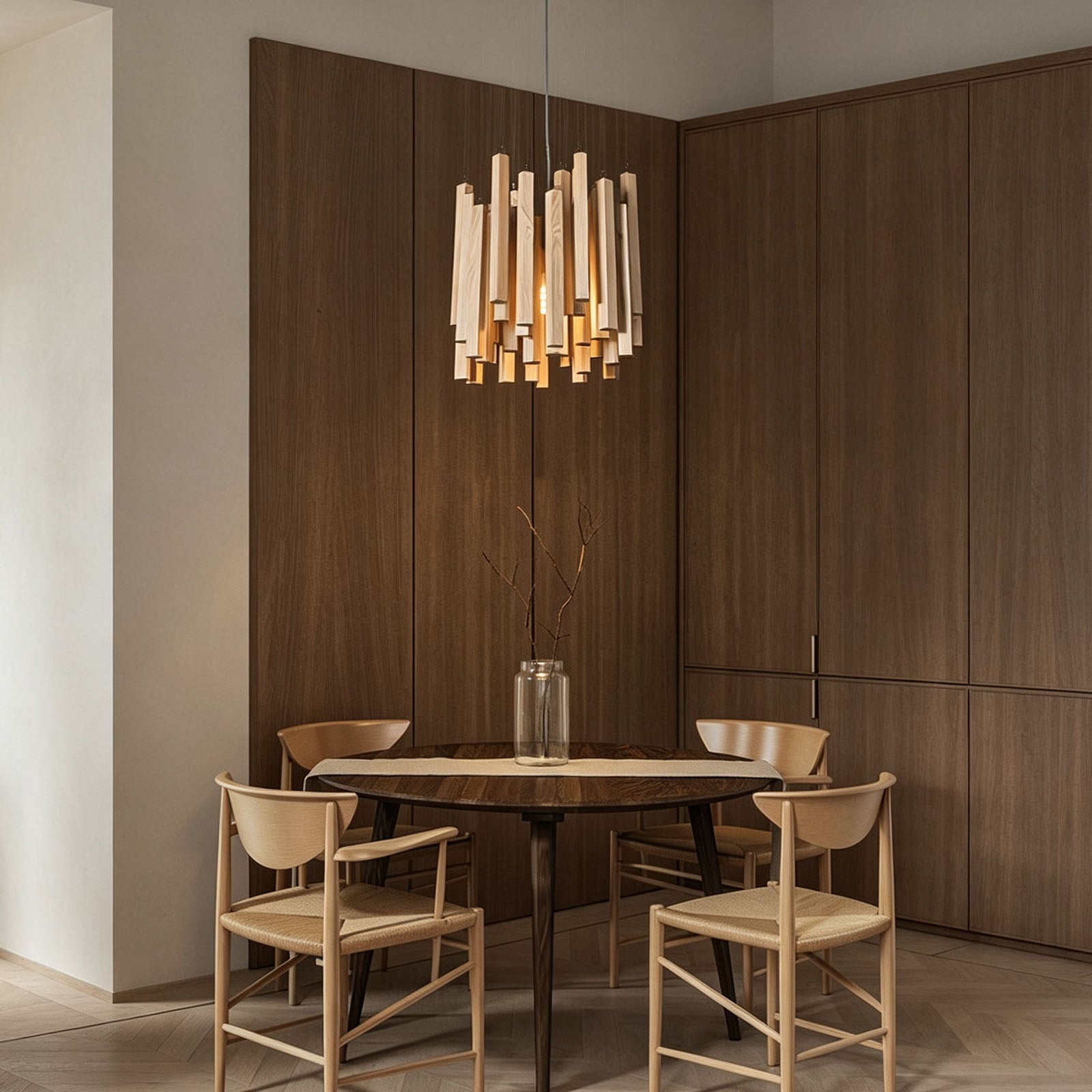 WOMO Modern Cascading Wood Rod Chandelier-WM3262