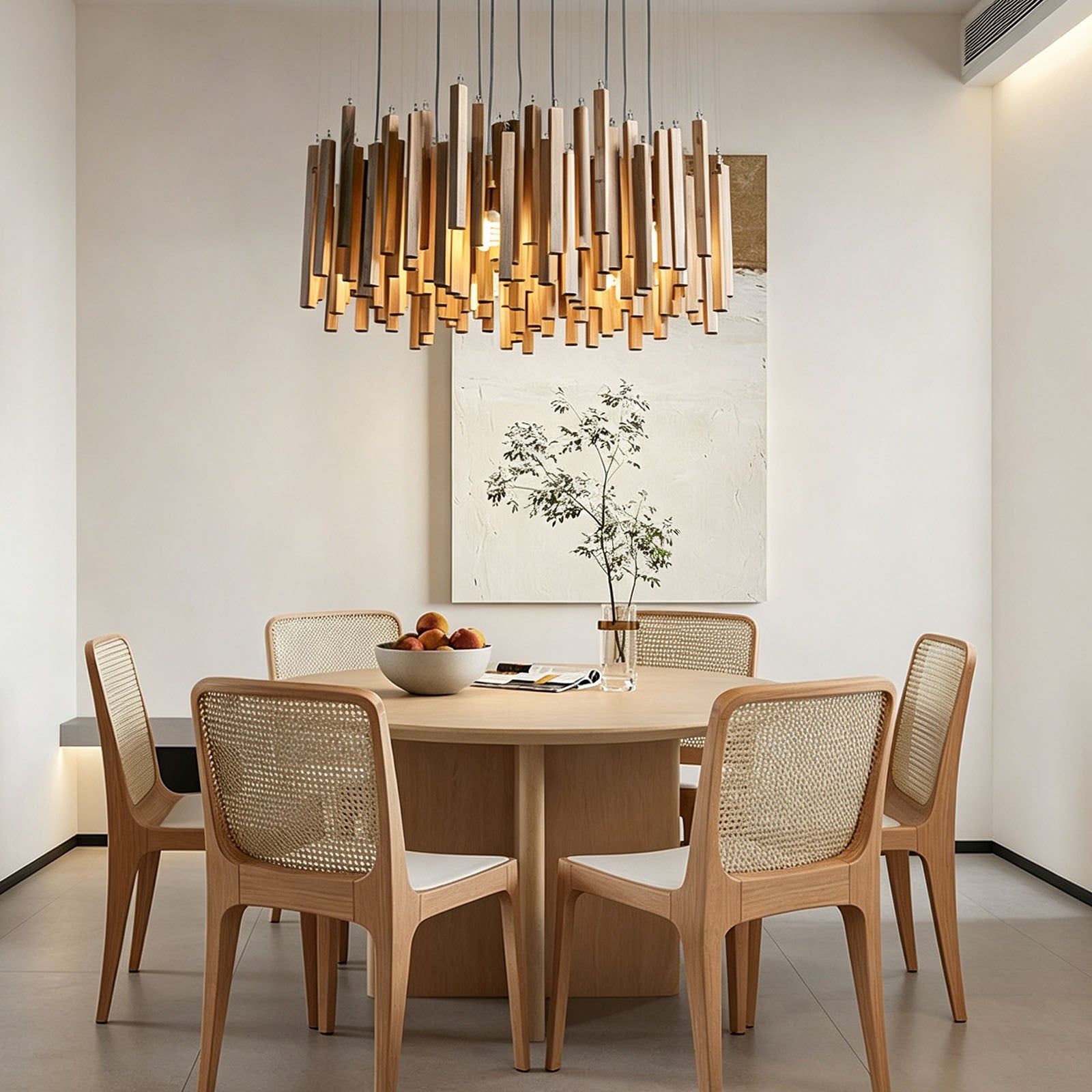 WOMO Modern Cascading Wood Rod Chandelier-WM3262