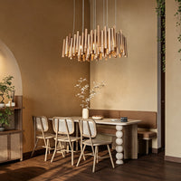 WOMO Modern Cascading Wood Rod Chandelier-WM3262