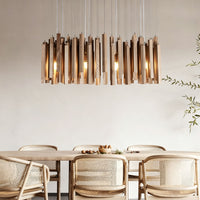 WOMO Modern Cascading Wood Rod Chandelier-WM3262