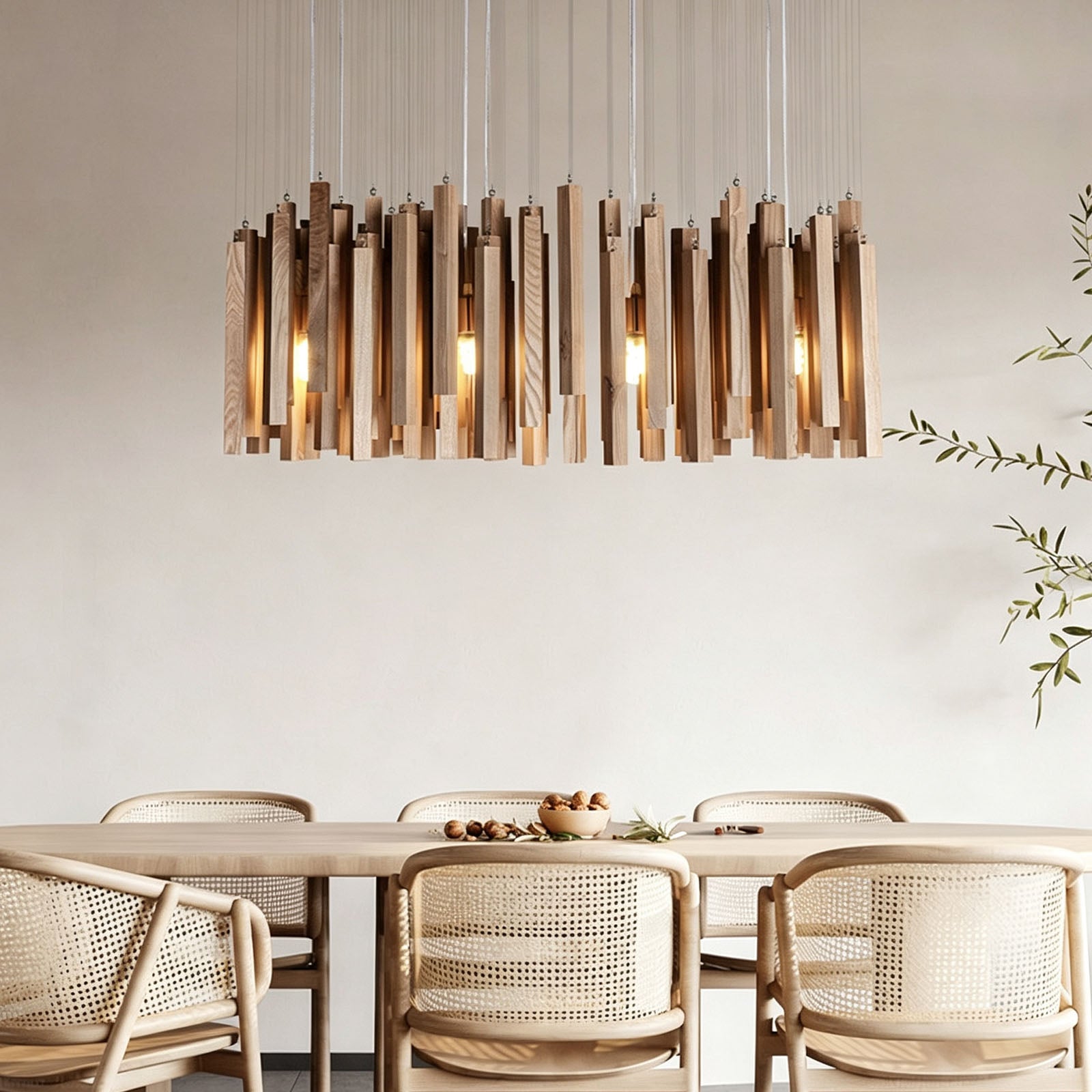 WOMO Modern Cascading Wood Rod Chandelier-WM3262