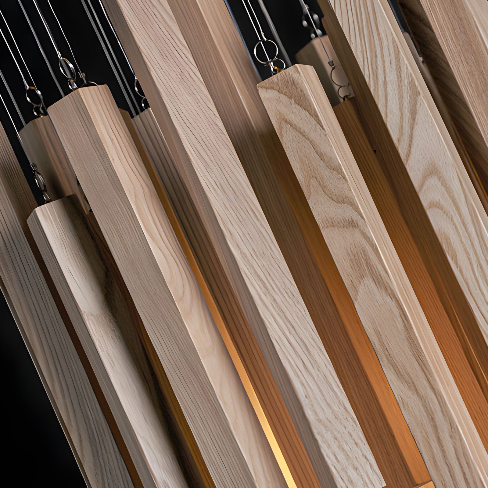 WOMO Modern Cascading Wood Rod Chandelier-WM3262