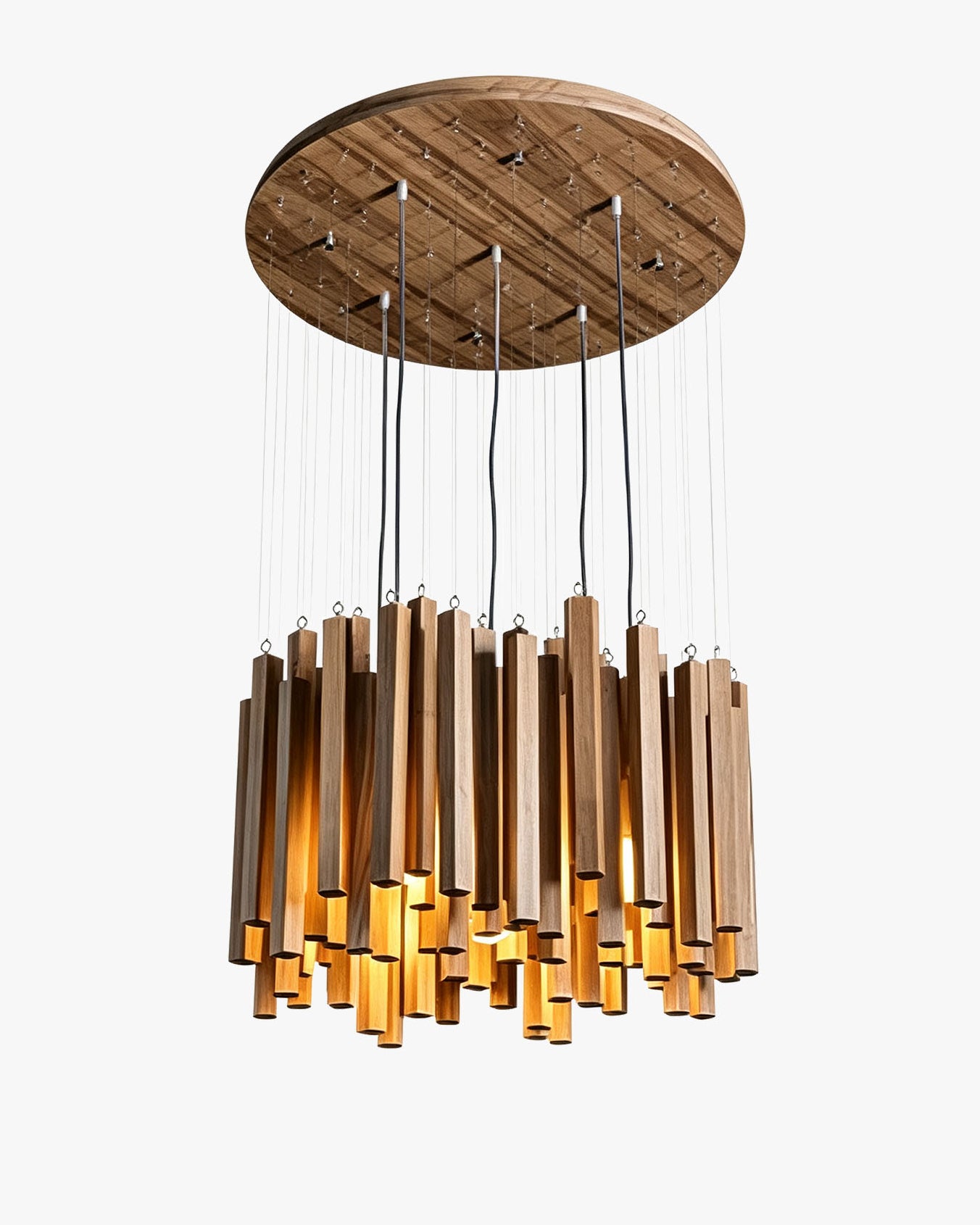 WOMO Modern Cascading Wood Rod Chandelier-WM3262