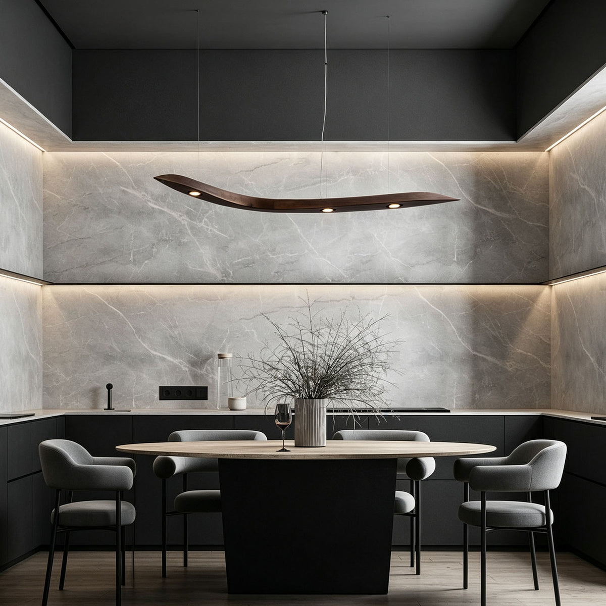 WOMO Wood Wave Linear Pendant Light-WM3264