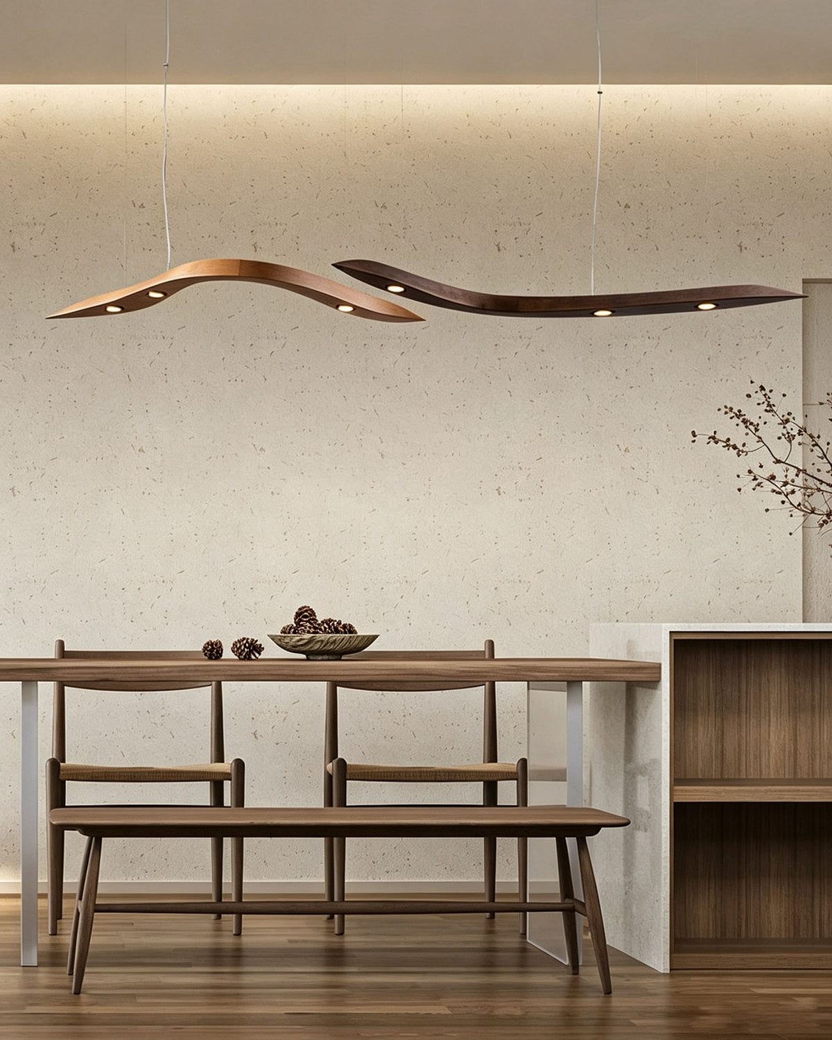 WOMO Wood Wave Linear Pendant Light-WM3264