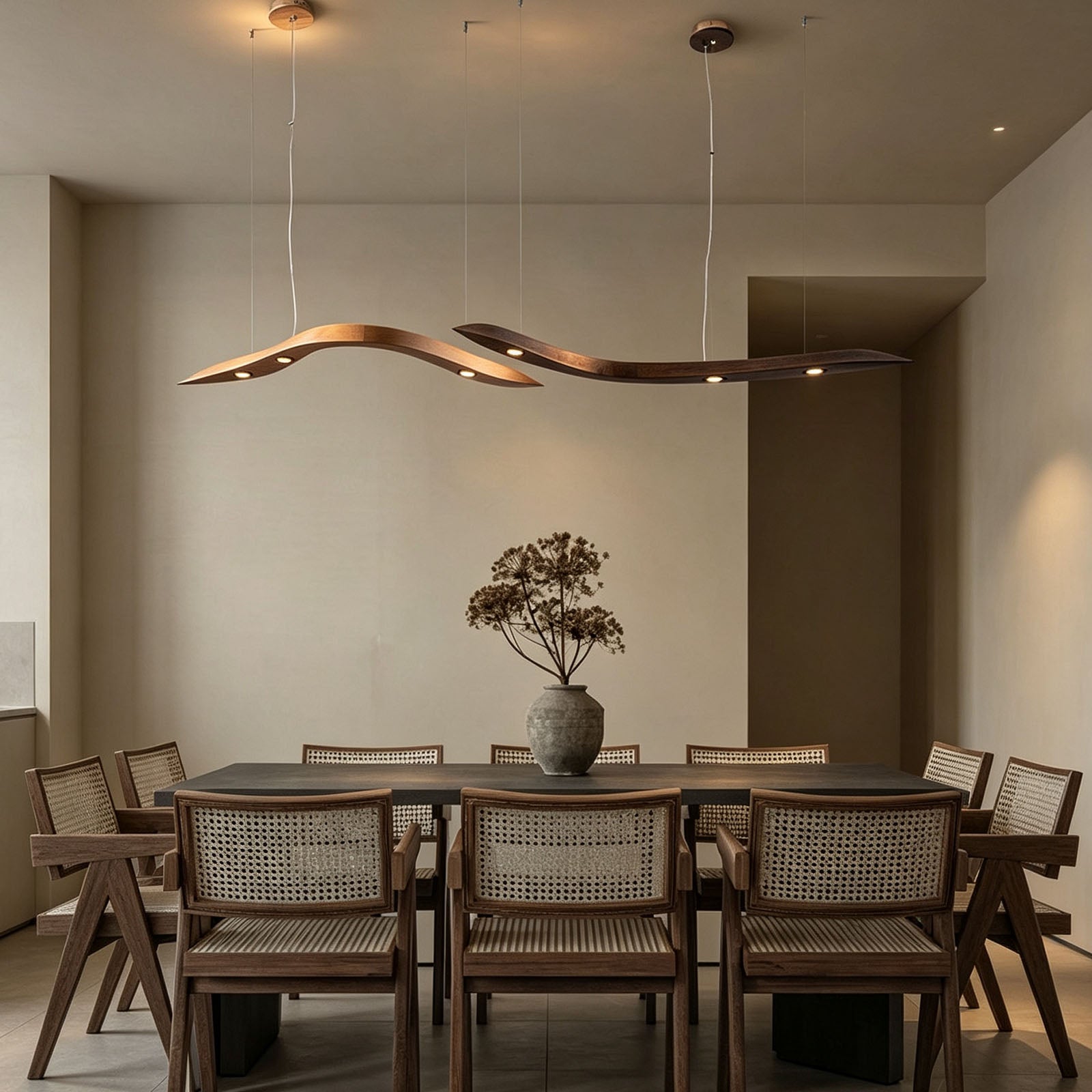 WOMO Wood Wave Linear Pendant Light-WM3264