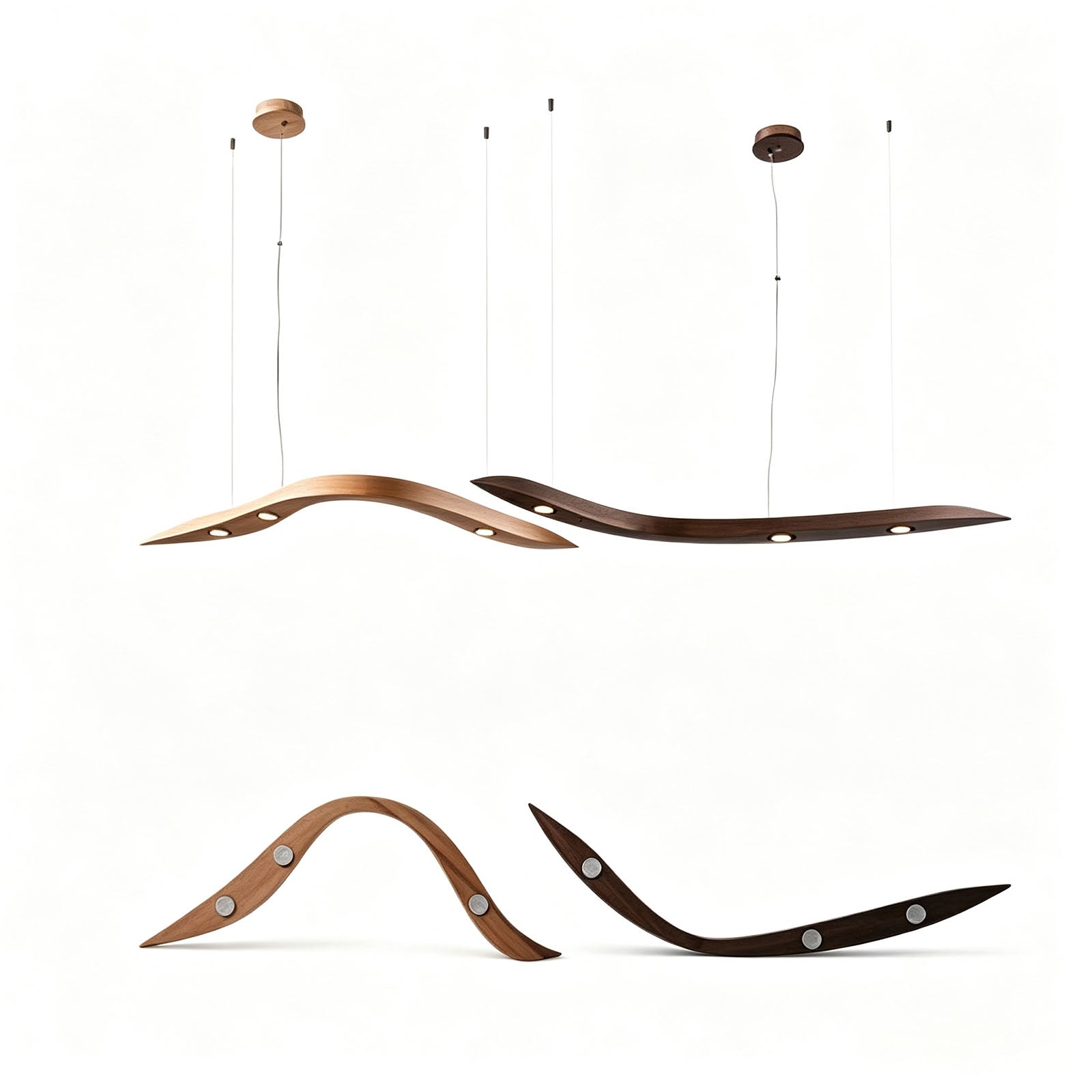 WOMO Wood Wave Linear Pendant Light-WM3264