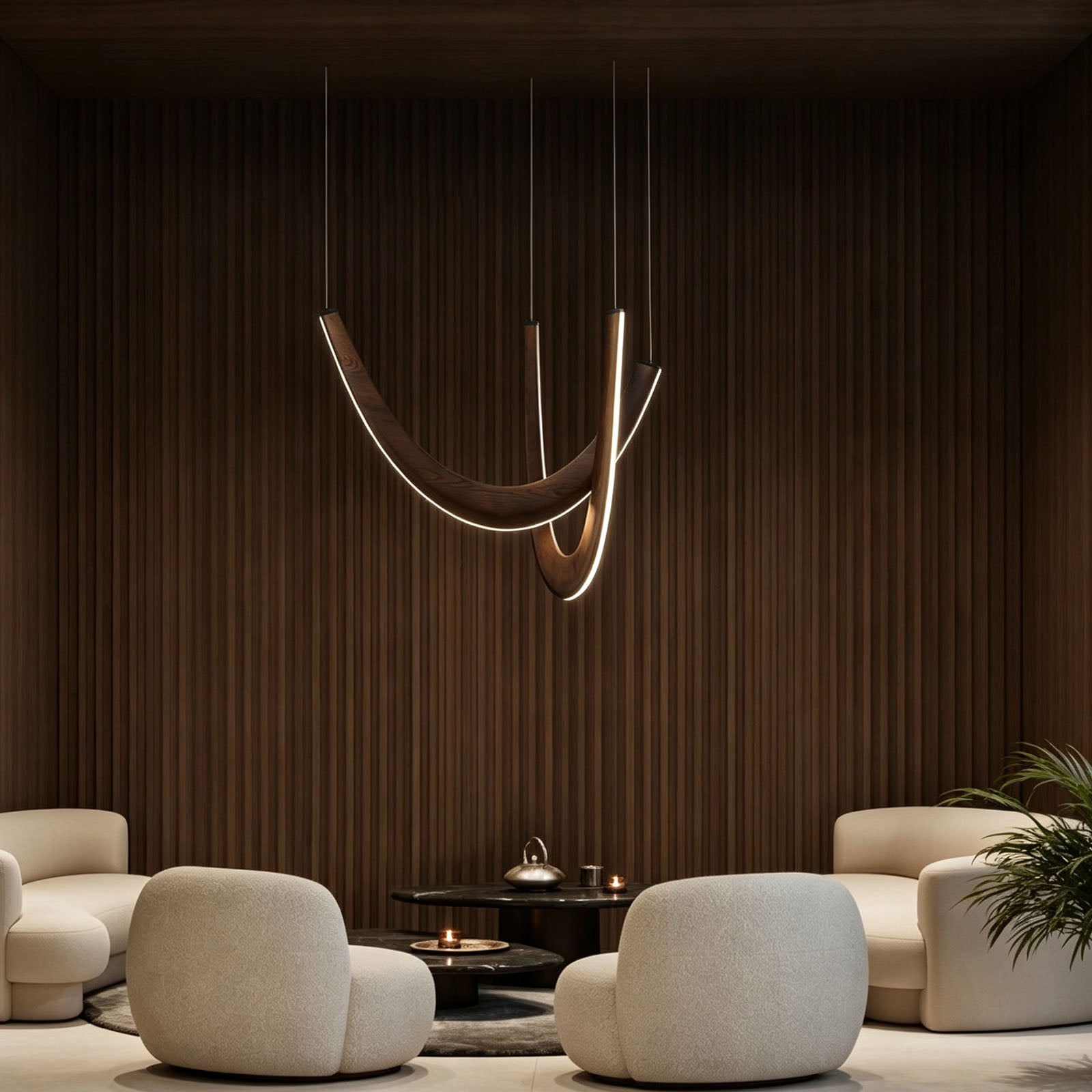 WOMO Modern Wood U‑Shaped Chandelier-WM3265