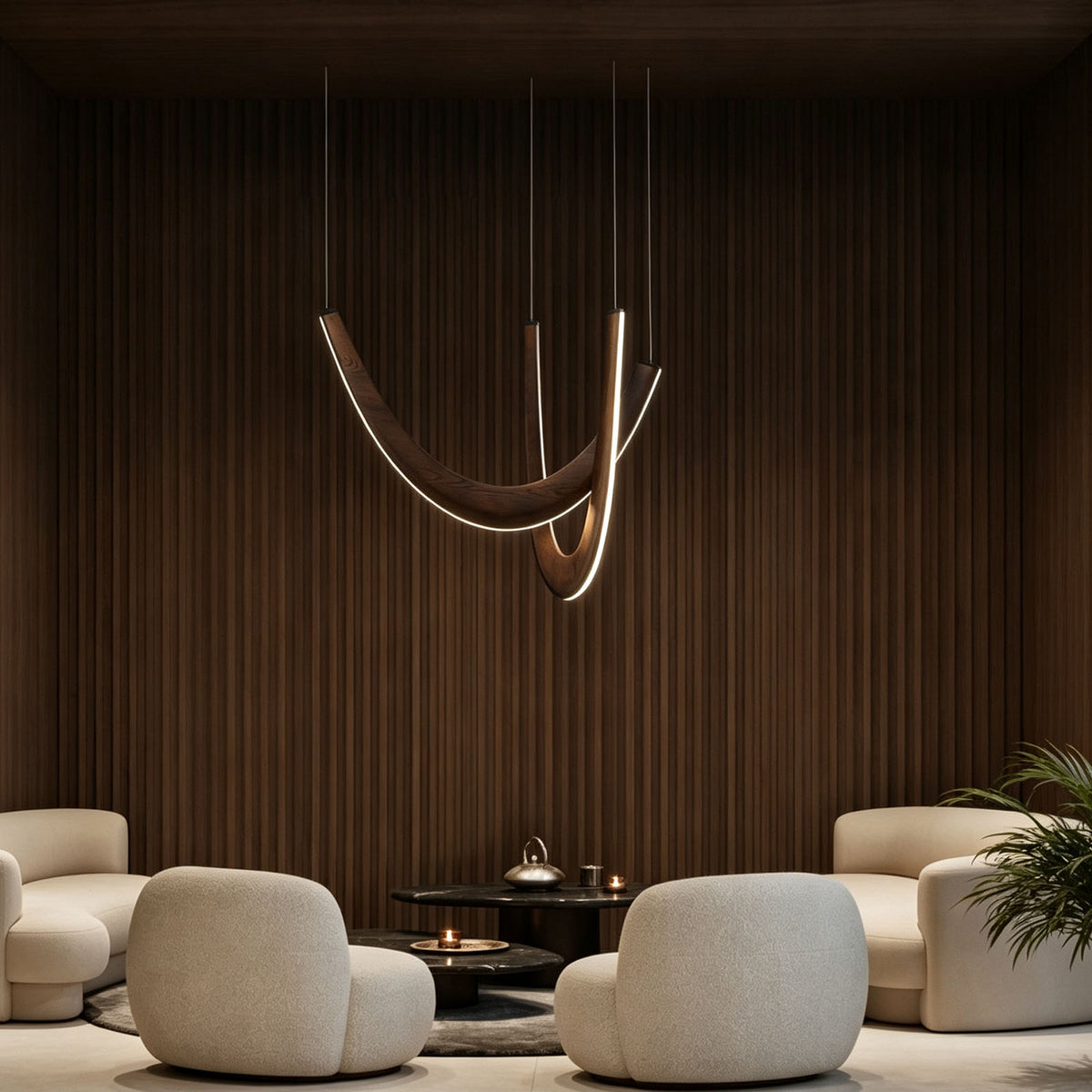 WOMO Modern Wood U‑Shaped Chandelier-WM3265
