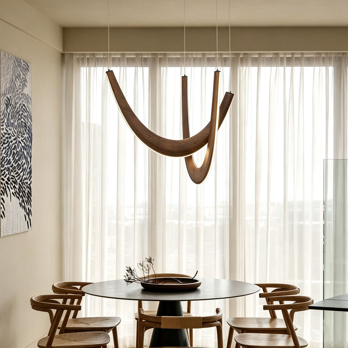 WOMO Modern Wood U‑Shaped Chandelier-WM3265