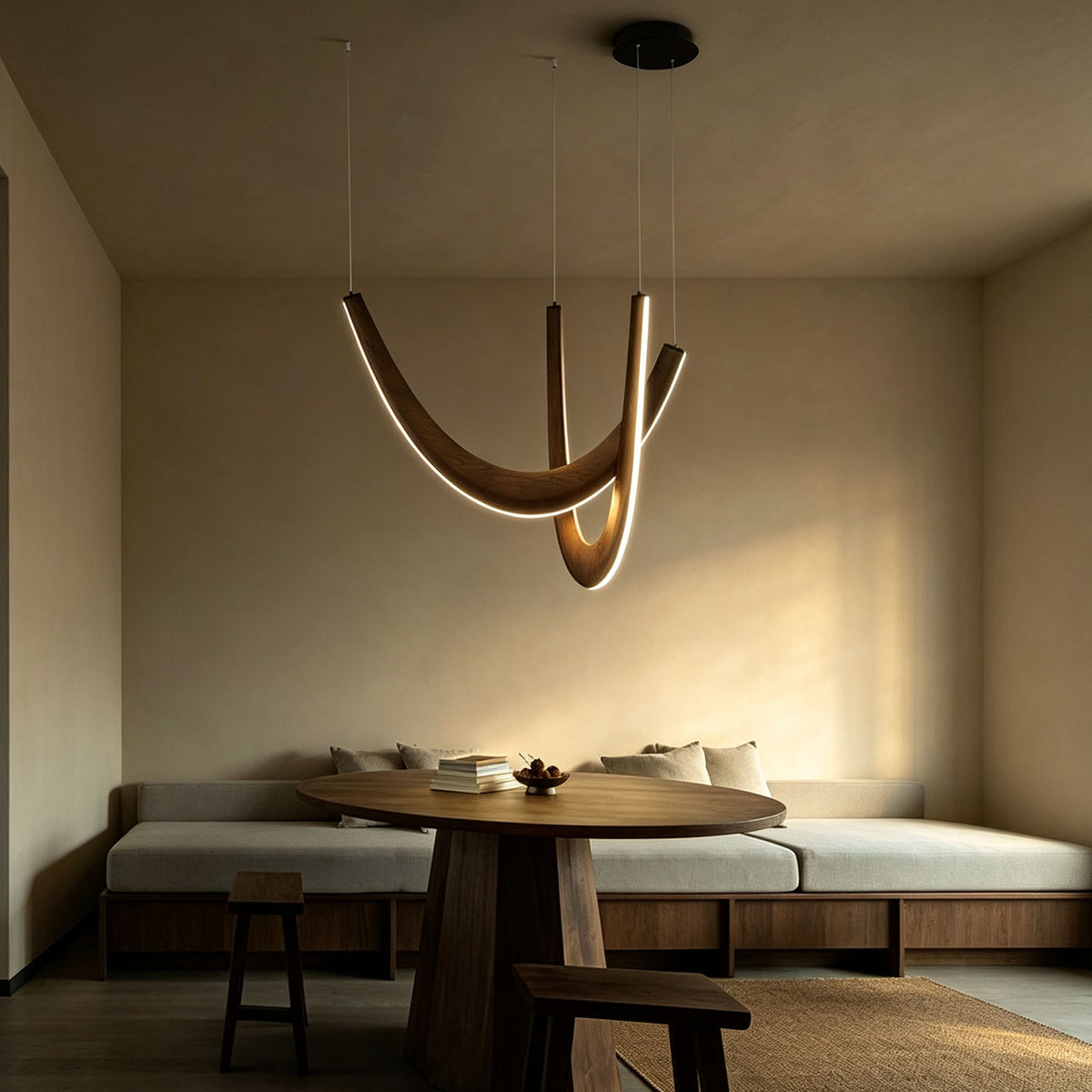 WOMO Modern Wood U‑Shaped Chandelier-WM3265
