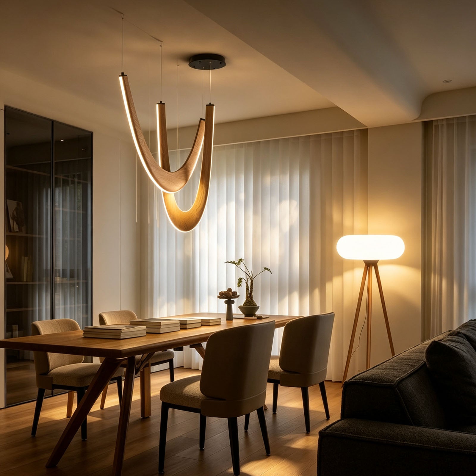 WOMO Modern Wood U‑Shaped Chandelier-WM3265