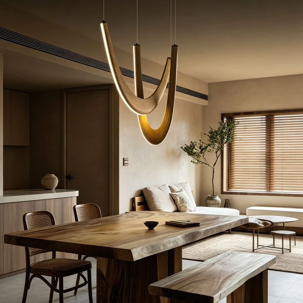 WOMO Modern Wood U‑Shaped Chandelier-WM3265