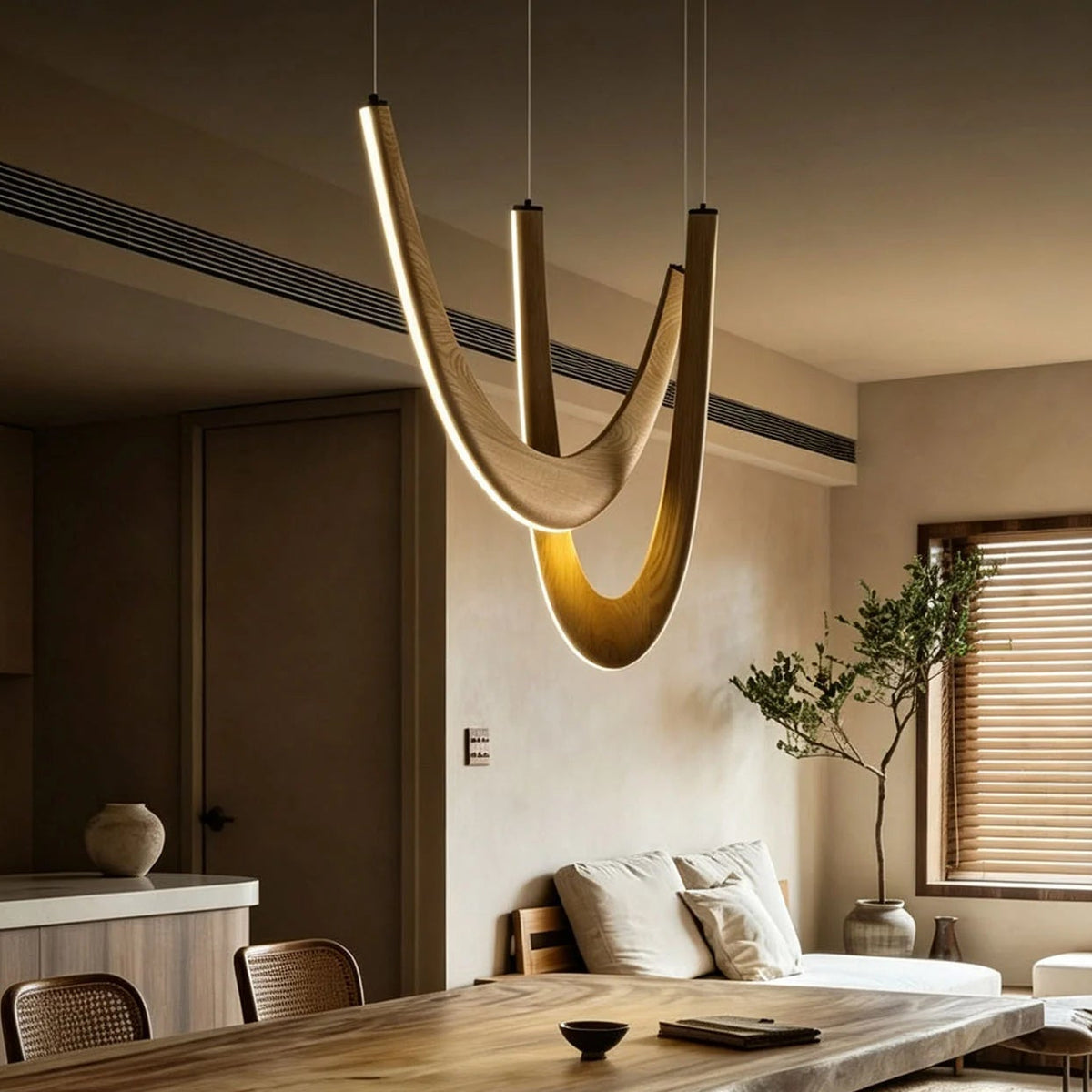 WOMO Modern Wood U‑Shaped Chandelier-WM3265