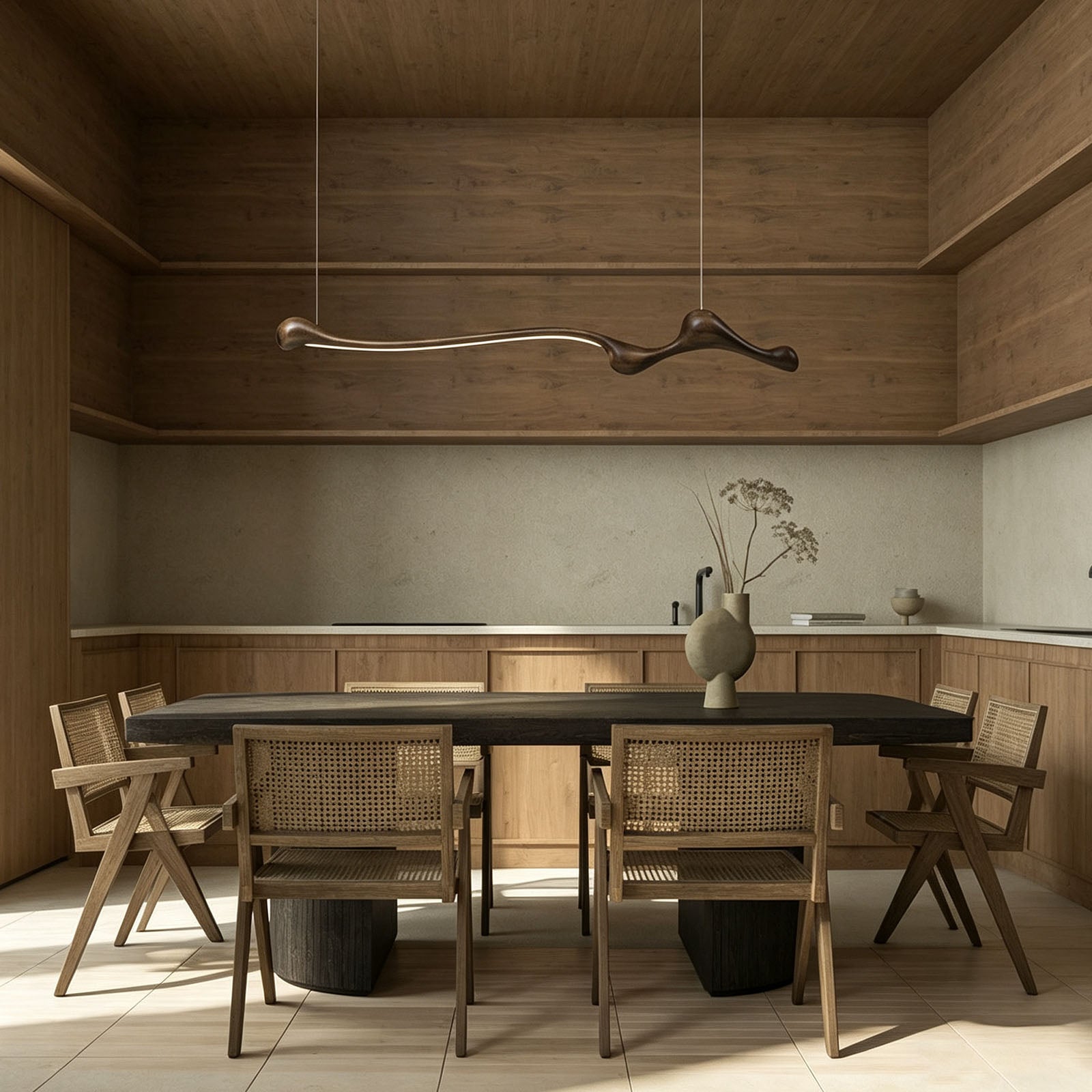 WOMO Wood Long Linear Pendant Light-WM3266