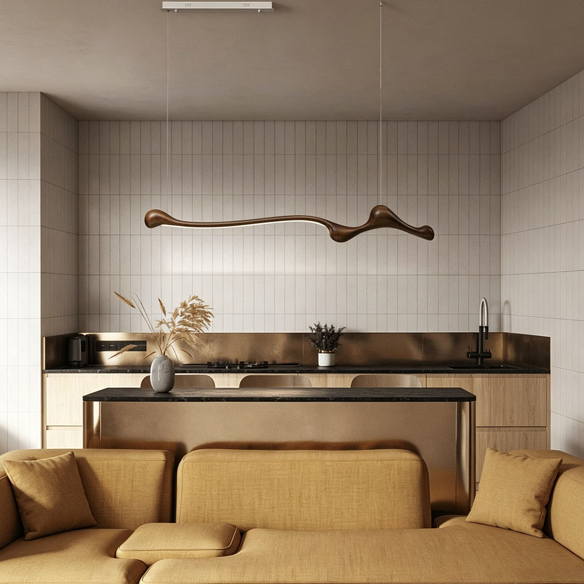 WOMO Wood Long Linear Pendant Light-WM3266