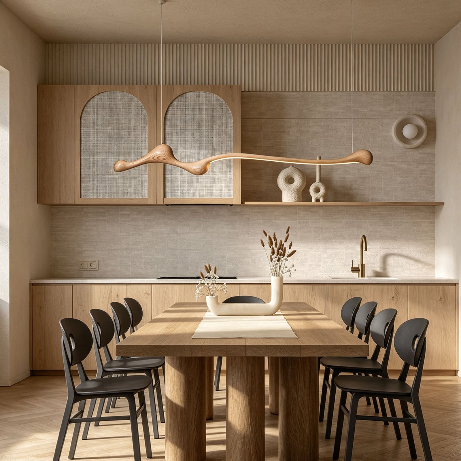 WOMO Wood Long Linear Pendant Light-WM3266