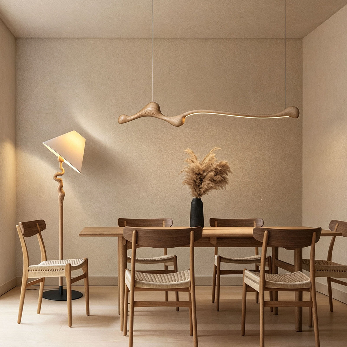 WOMO Wood Long Linear Pendant Light-WM3266