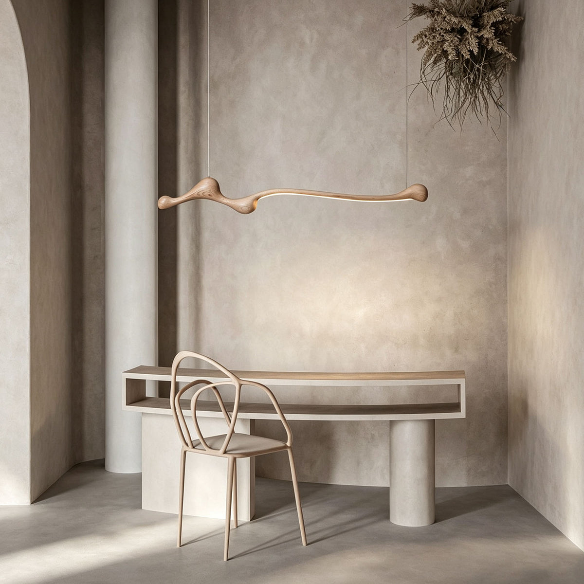 WOMO Wood Long Linear Pendant Light-WM3266