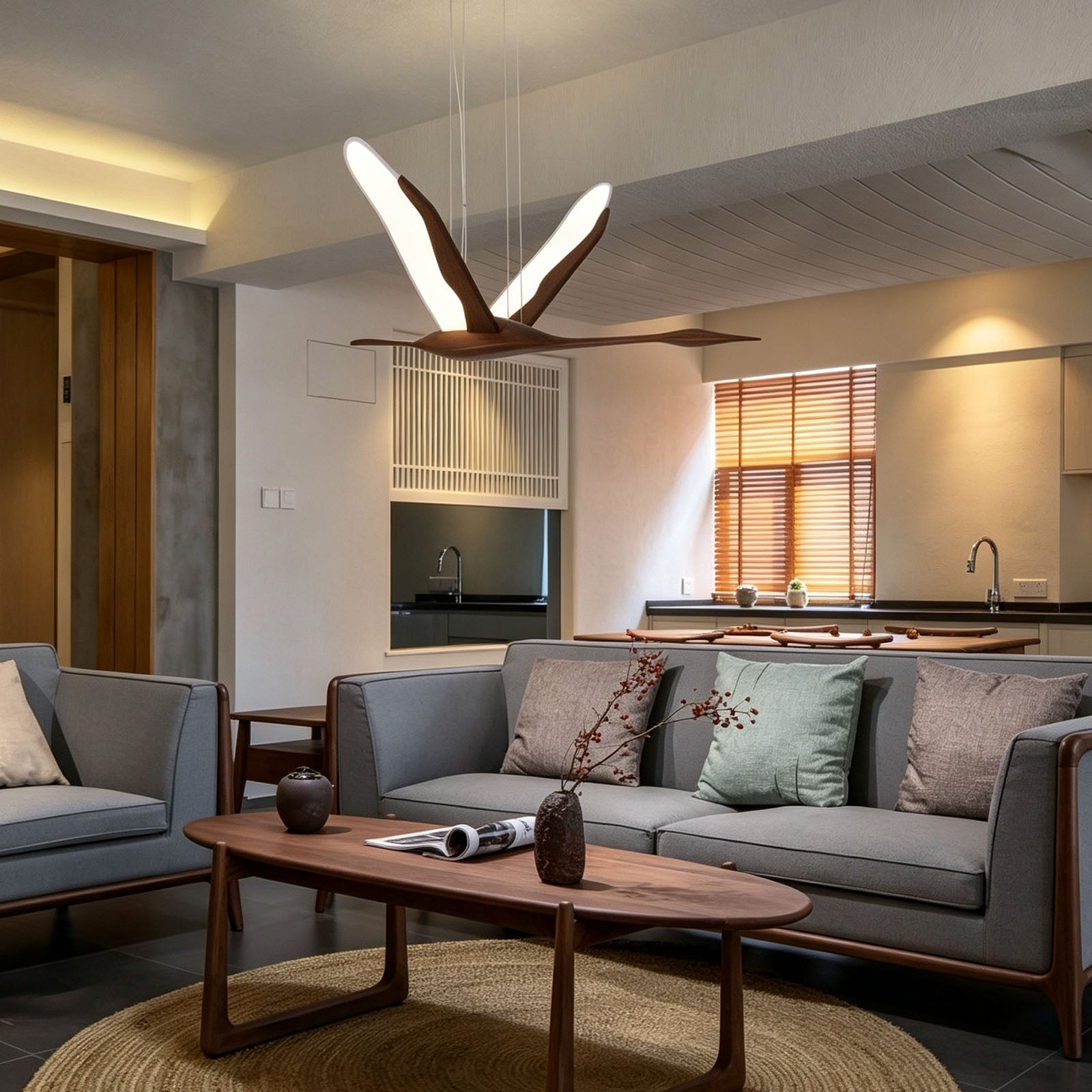 WOMO Bird‑Shaped Wood Pendant Light-WM3267