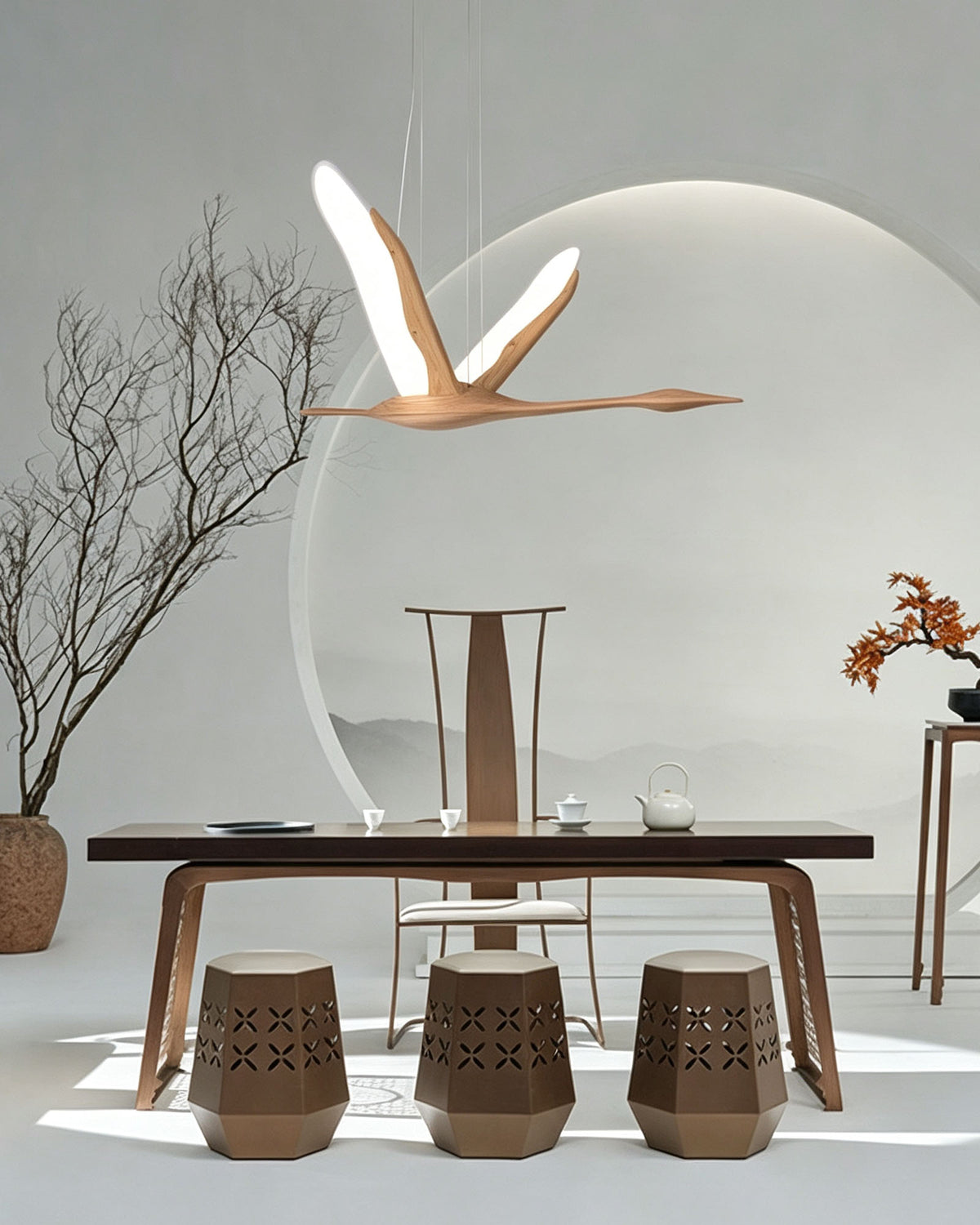 WOMO Bird‑Shaped Wood Pendant Light-WM3267