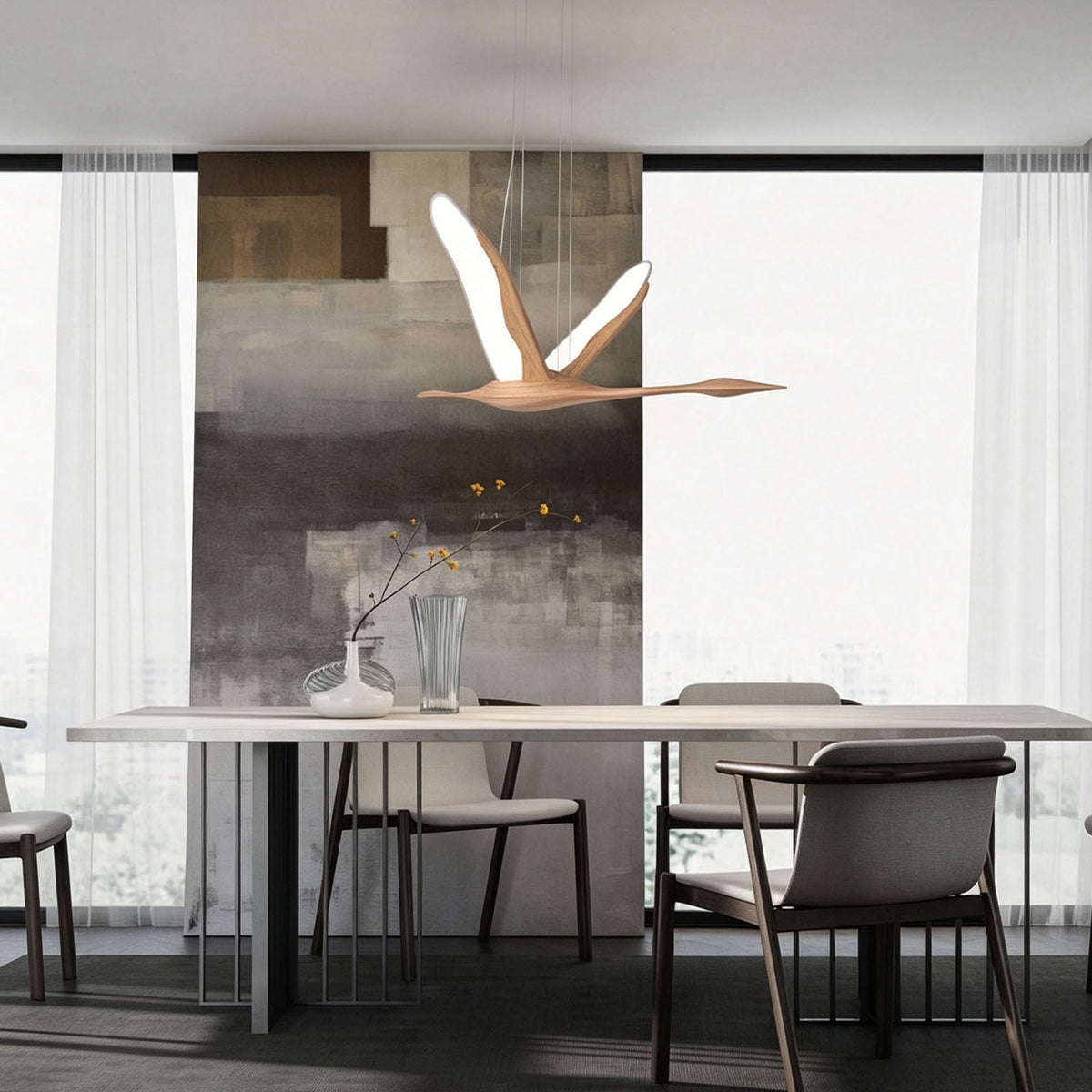 WOMO Bird‑Shaped Wood Pendant Light-WM3267