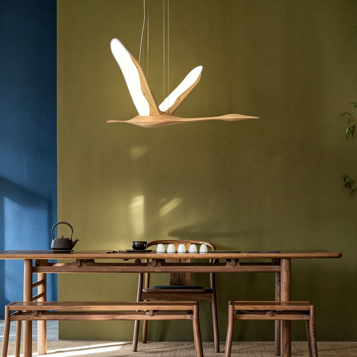 WOMO Bird‑Shaped Wood Pendant Light-WM3267