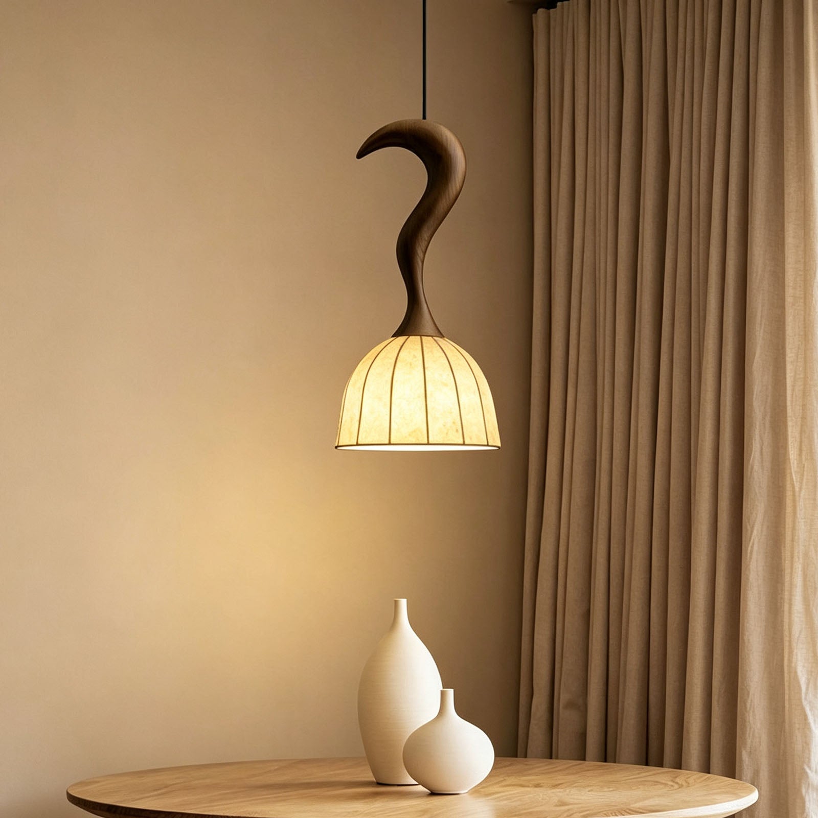 WOMO Wood Dome Shade Pendant Light-WM3268