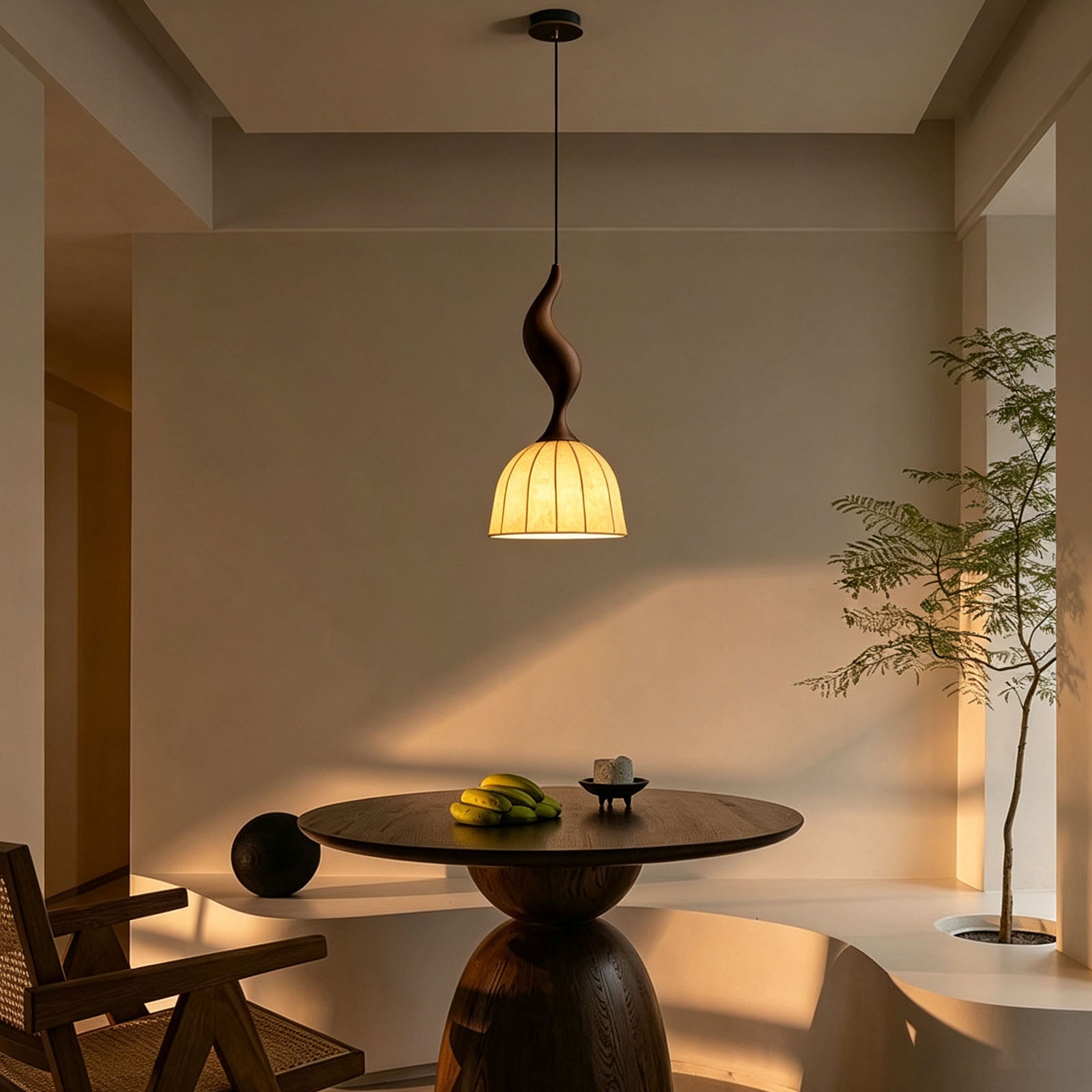 WOMO Wood Dome Shade Pendant Light-WM3268