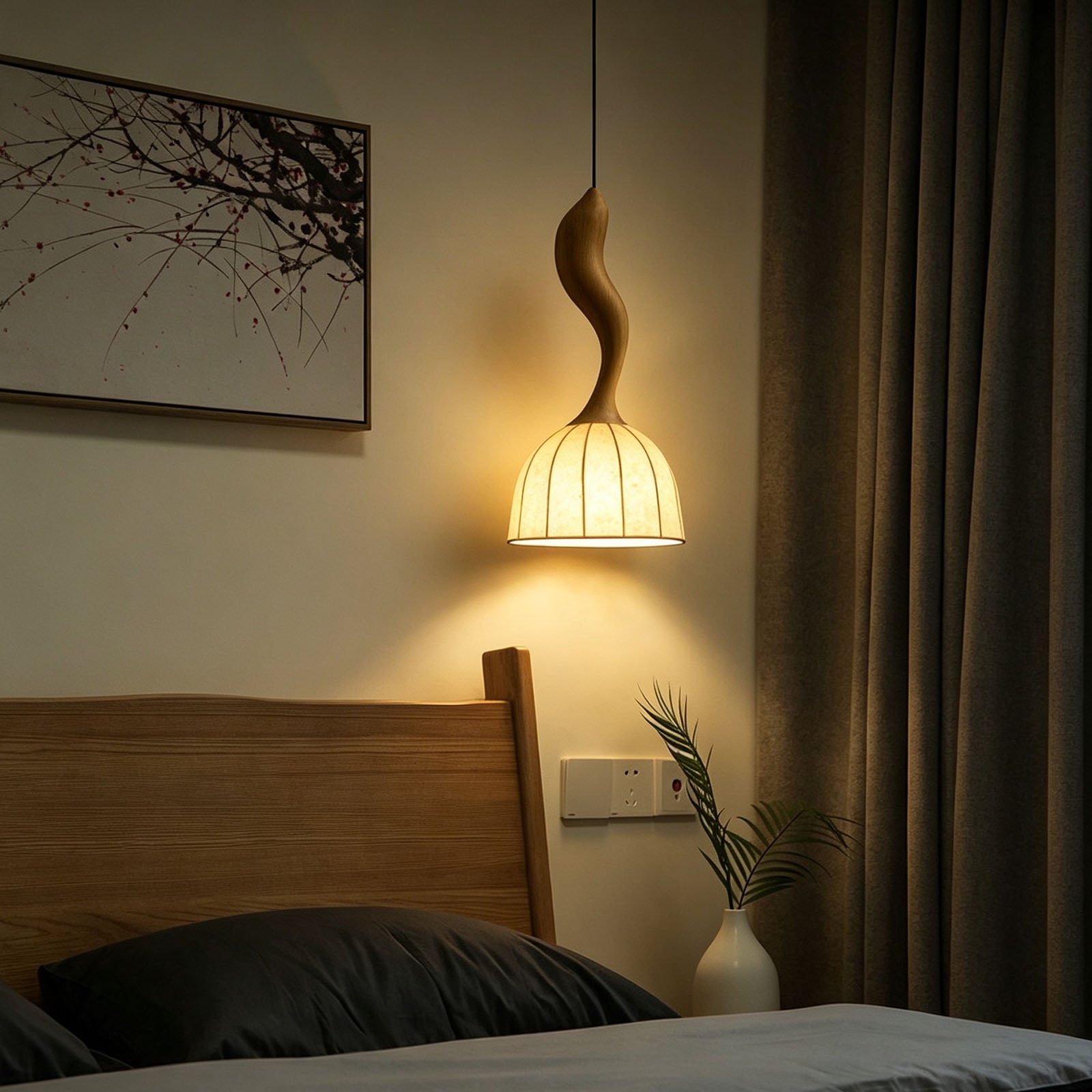 WOMO Wood Dome Shade Pendant Light-WM3268