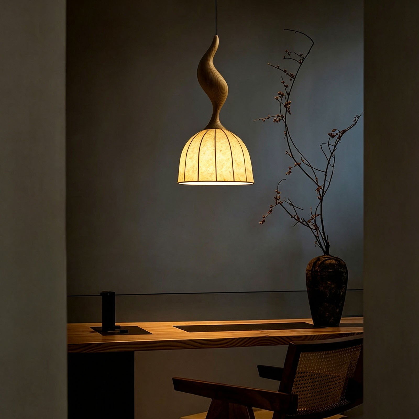 WOMO Wood Dome Shade Pendant Light-WM3268