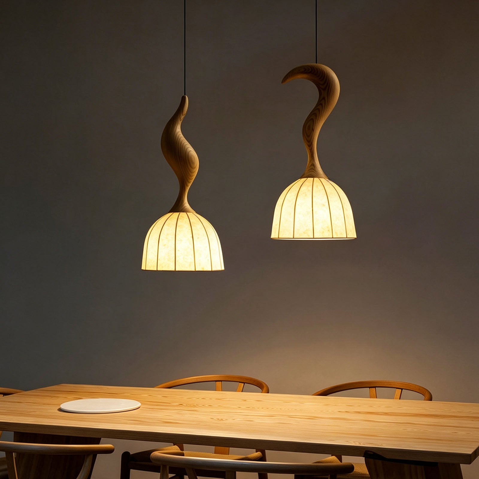 WOMO Wood Dome Shade Pendant Light-WM3268