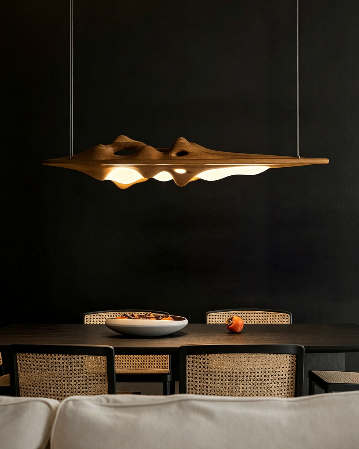 WOMO Mountain‑Shaped Wood Linear Pendant Light-WM3269