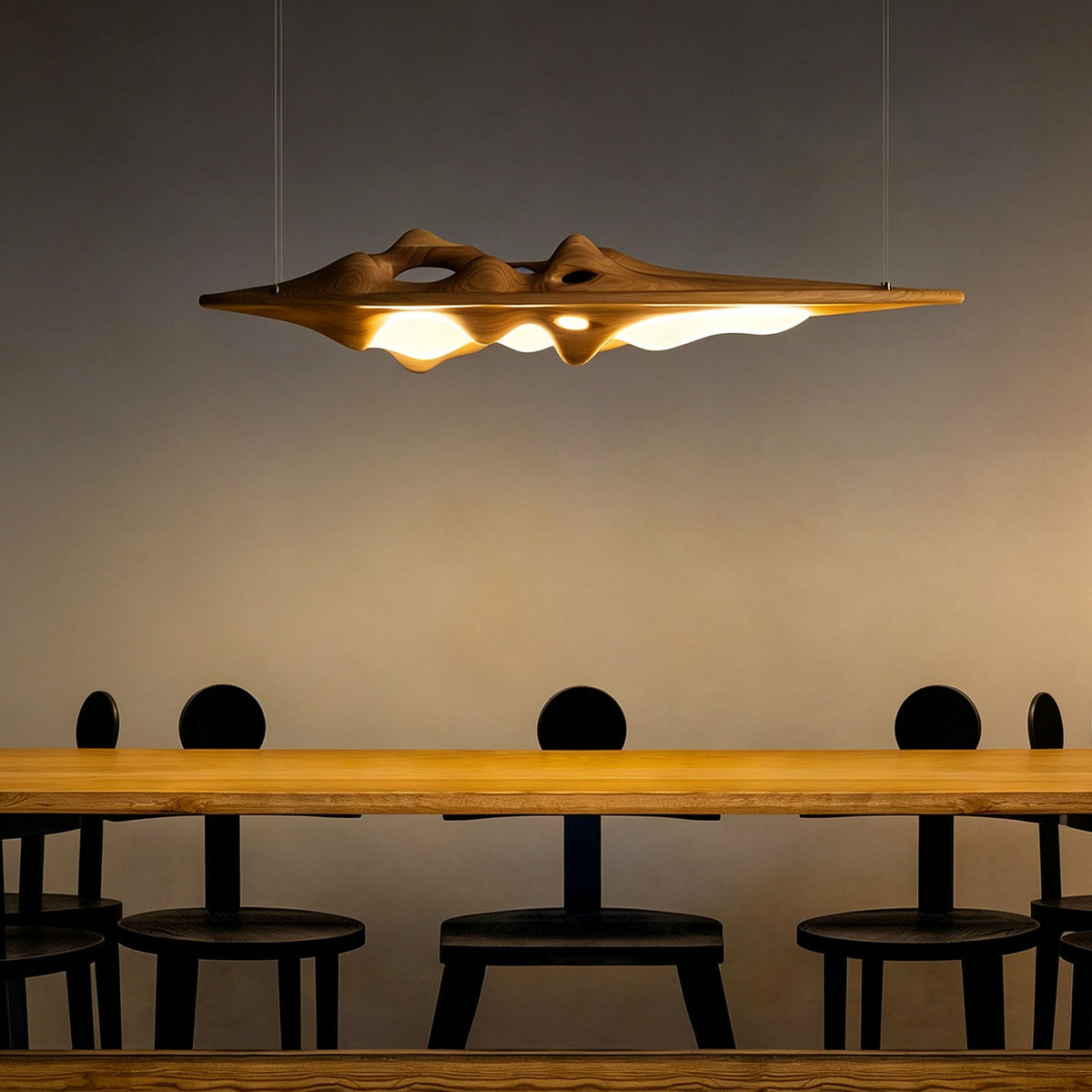 WOMO Mountain‑Shaped Wood Linear Pendant Light-WM3269