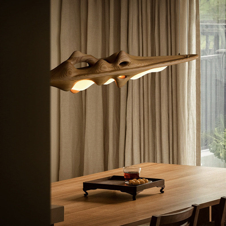 WOMO Mountain‑Shaped Wood Linear Pendant Light-WM3269