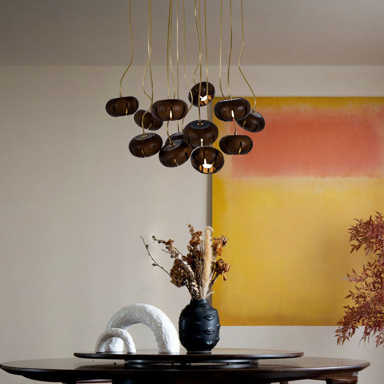 WOMO Cluster Multi‑Light Wood Chandelier-WM3271