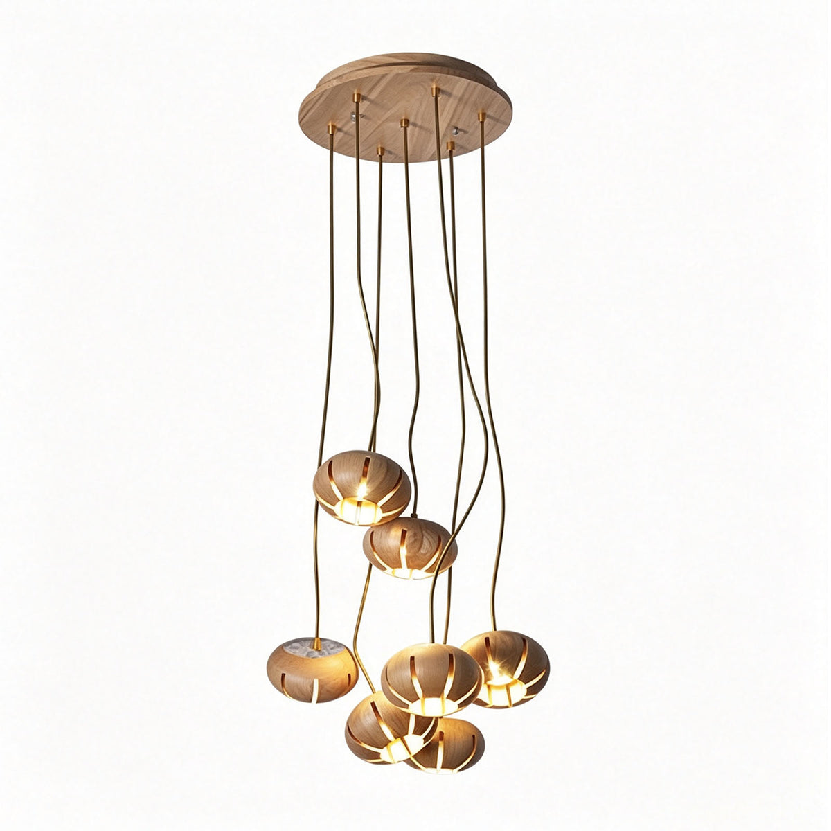 WOMO Cluster Multi‑Light Wood Chandelier-WM3271