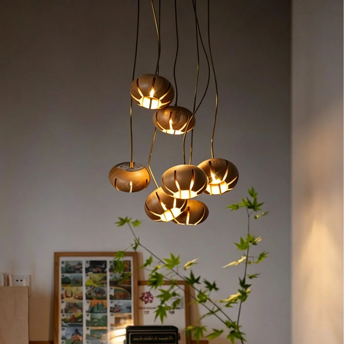 WOMO Cluster Multi‑Light Wood Chandelier-WM3271