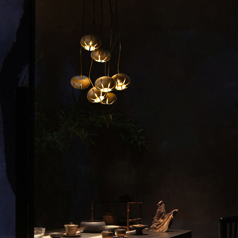 WOMO Cluster Multi‑Light Wood Chandelier-WM3271