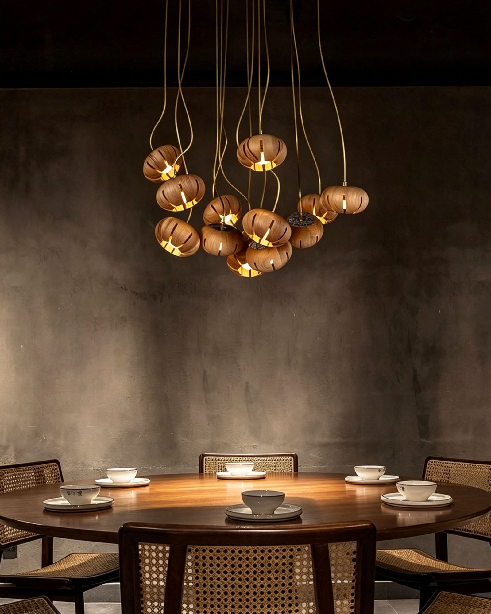 WOMO Cluster Multi‑Light Wood Chandelier-WM3271