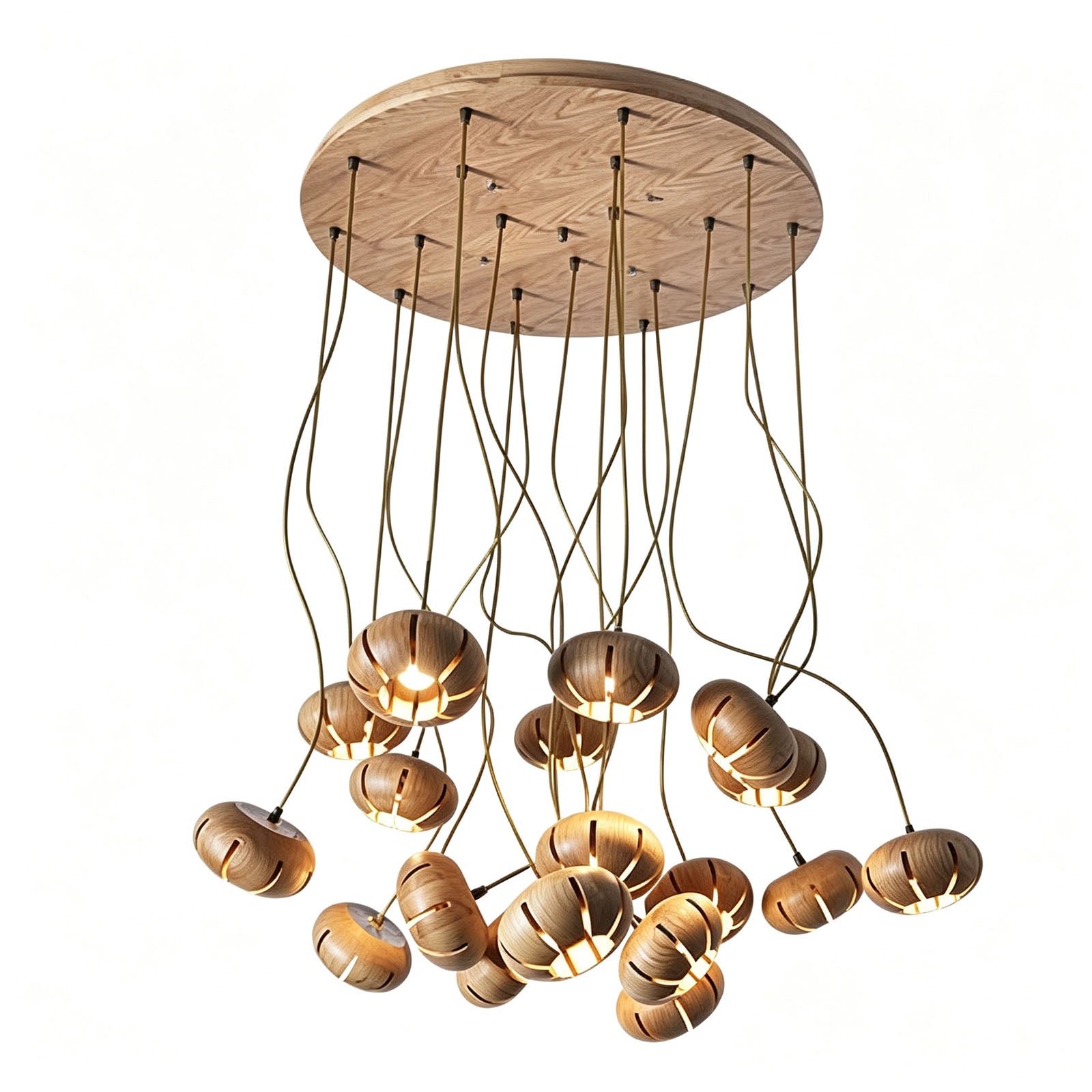 WOMO Cluster Multi‑Light Wood Chandelier-WM3271