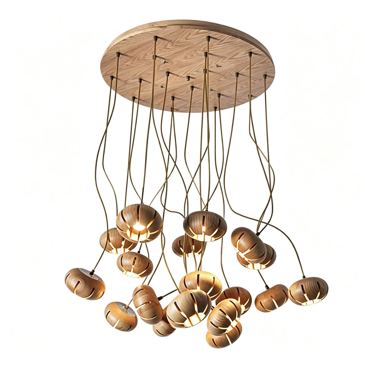 WOMO Cluster Multi‑Light Wood Chandelier-WM3271