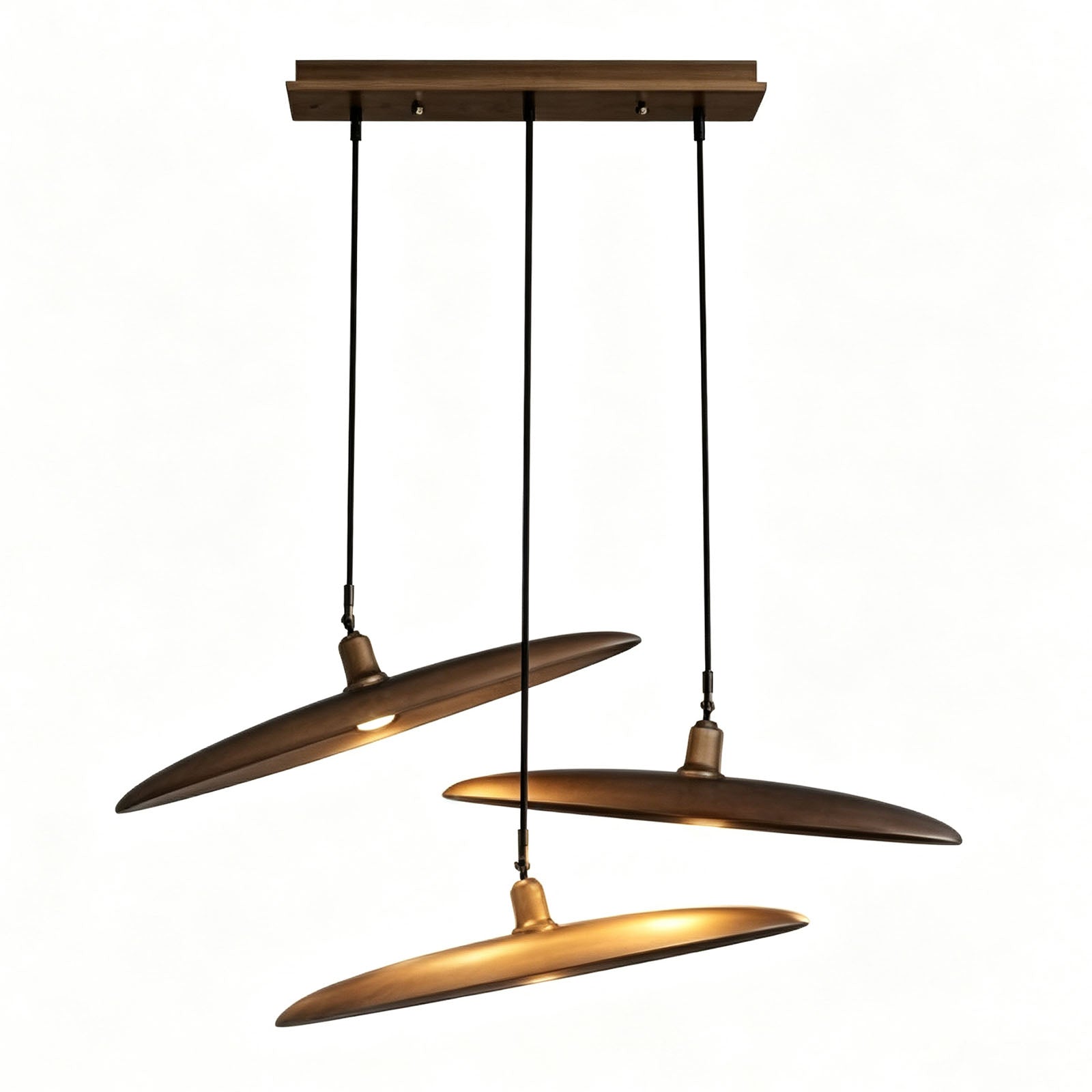 WOMO Adjustable Disc‑Shaped Wood Chandelier-WM3272