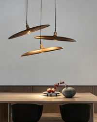 WOMO Adjustable Disc‑Shaped Wood Chandelier-WM3272
