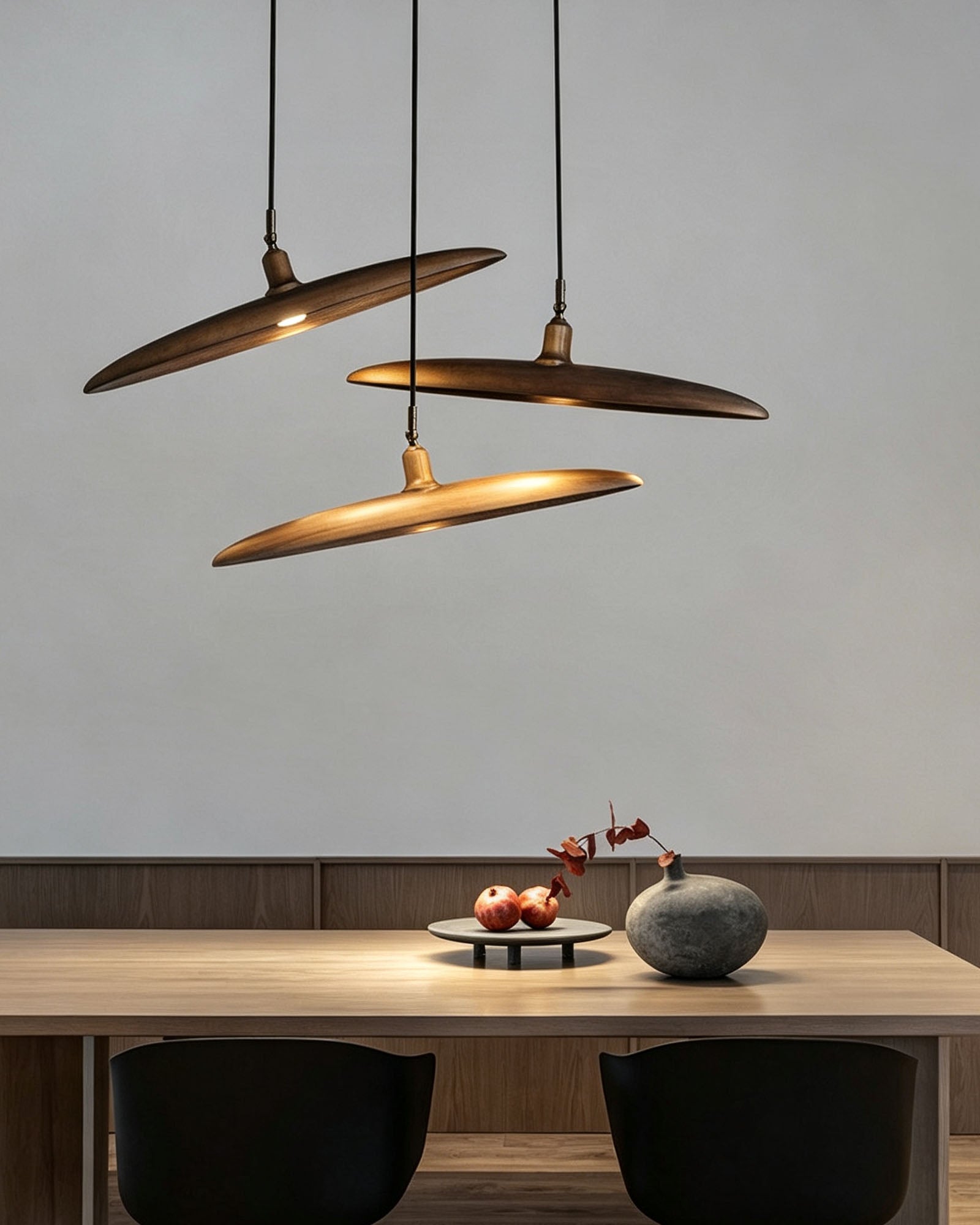 WOMO Adjustable Disc‑Shaped Wood Chandelier-WM3272