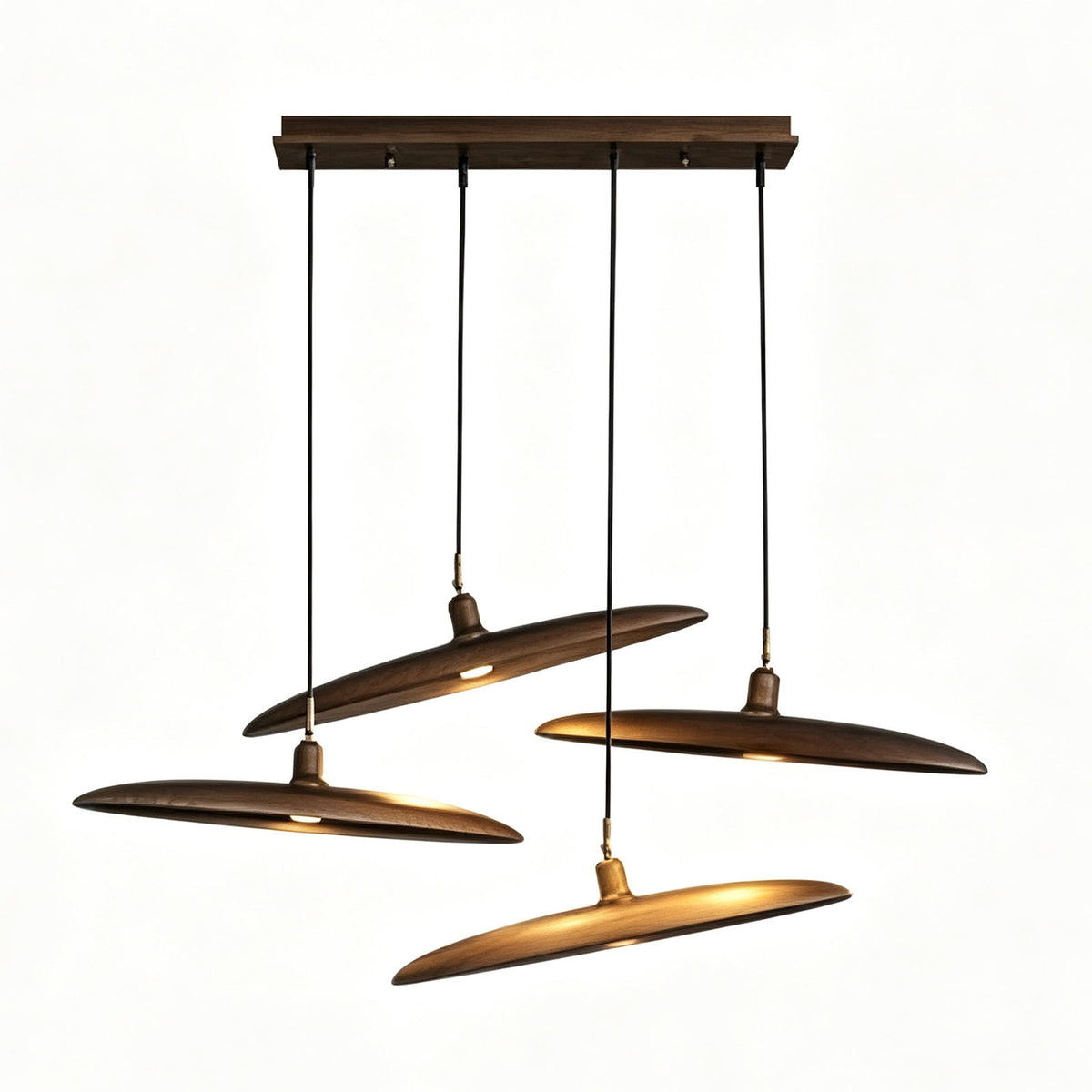 WOMO Adjustable Disc‑Shaped Wood Chandelier-WM3272