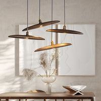WOMO Adjustable Disc‑Shaped Wood Chandelier-WM3272