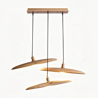 WOMO Adjustable Disc‑Shaped Wood Chandelier-WM3272